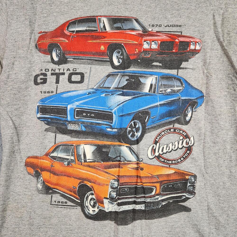 Vintage Pontiac GTO Classics Shirt Mens Medium Gray Muscle Car 60s 70s Graphic
